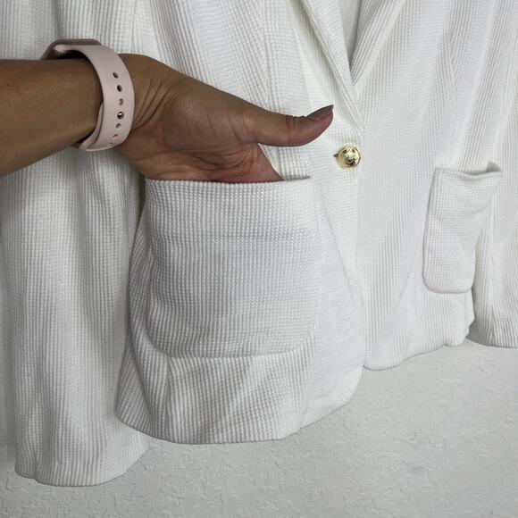 MNG Mango Suits Mango Ivory Knitted Blazer Size S, 100% cotton, elegant, office - Picture 2 of 10